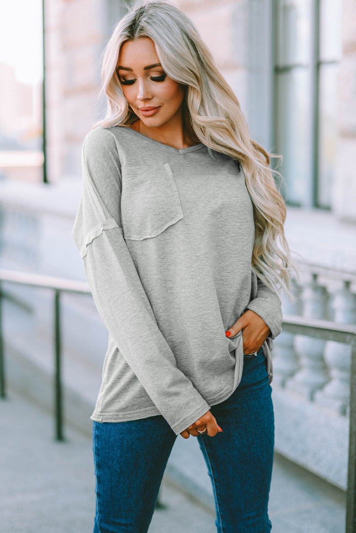 Pocketed Oversized Drop Sleeve Top