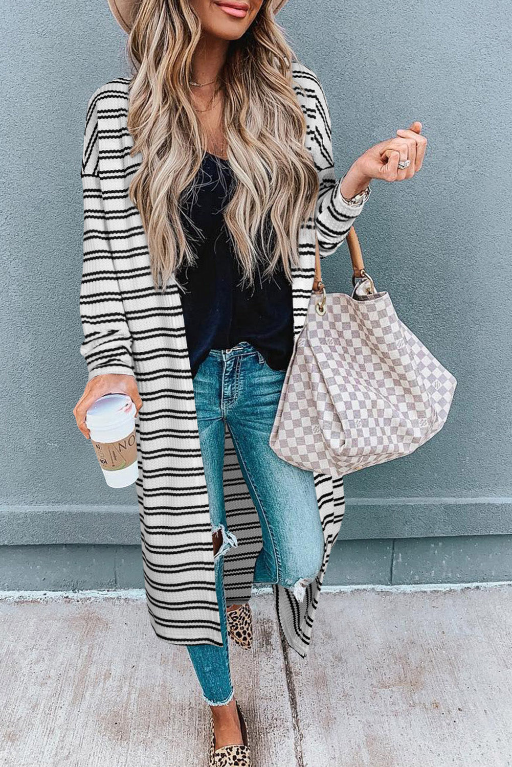 Print Open Front Duster Cardigan