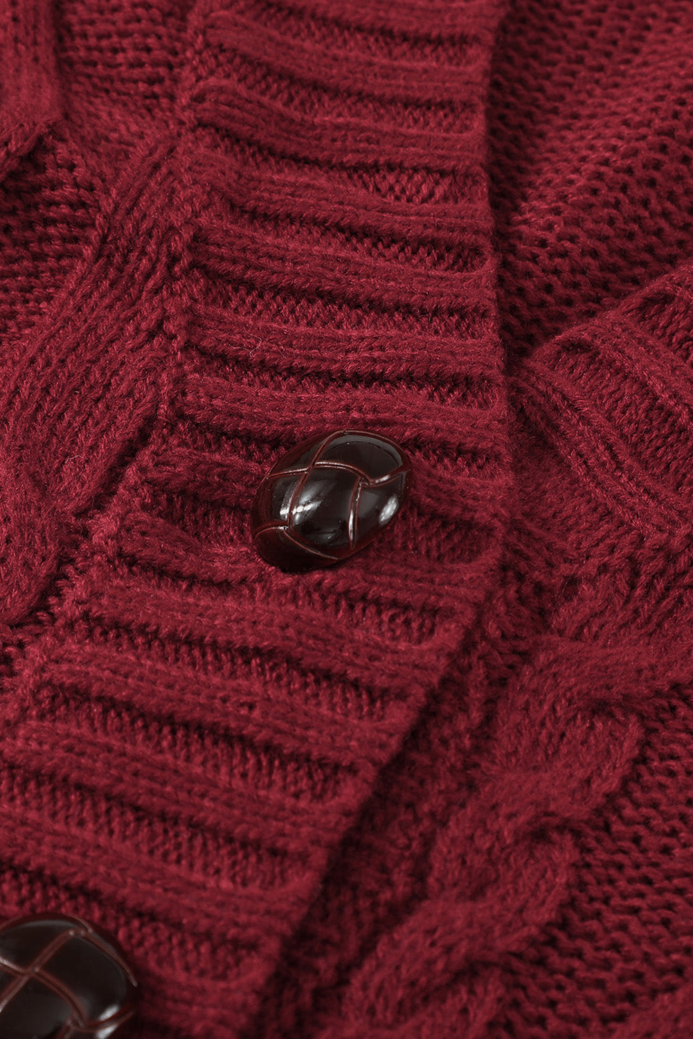 Burgundy Front Pocket and Buttons Closure Cardigan