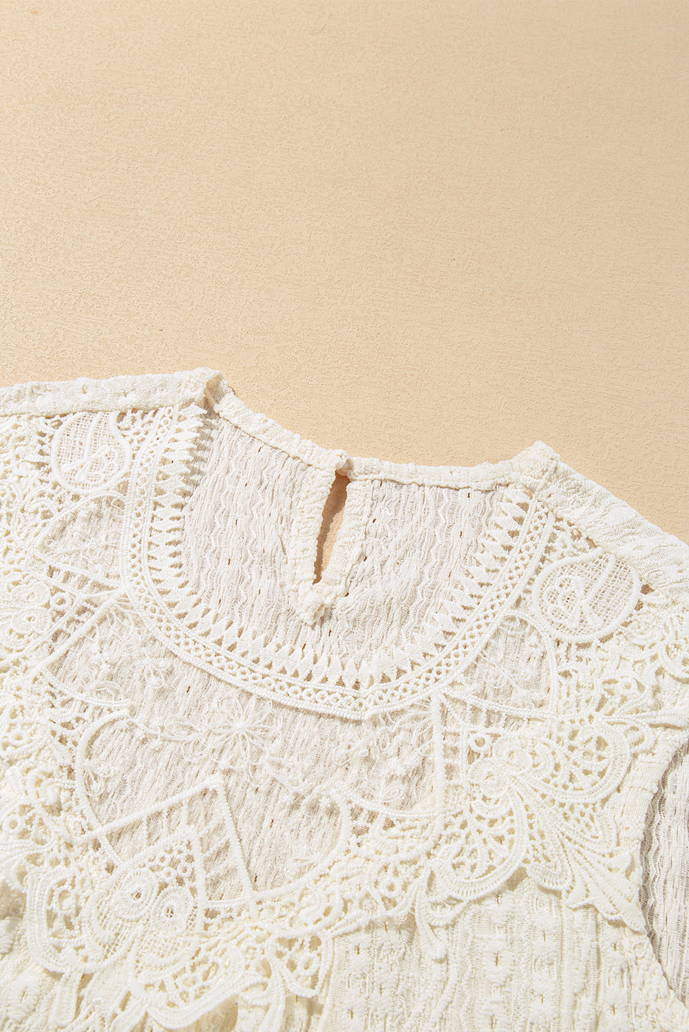 Guipure Lace Crochet Keyhole Back Tank Top