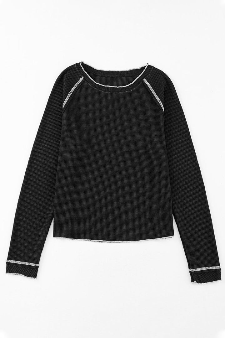 Textured Round Neck Long Sleeve Top