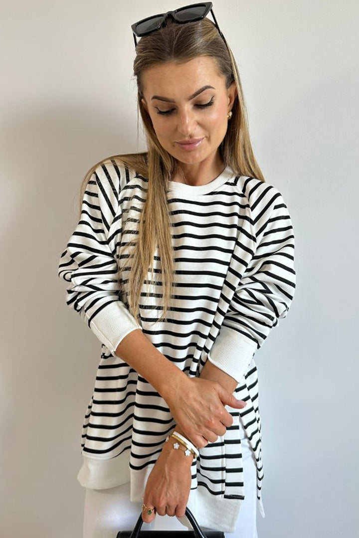 Raglan Sleeve Side Slits Loose Sweatshirt