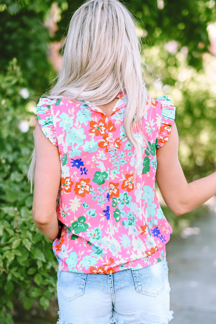 Frilled Collar Floral Vest