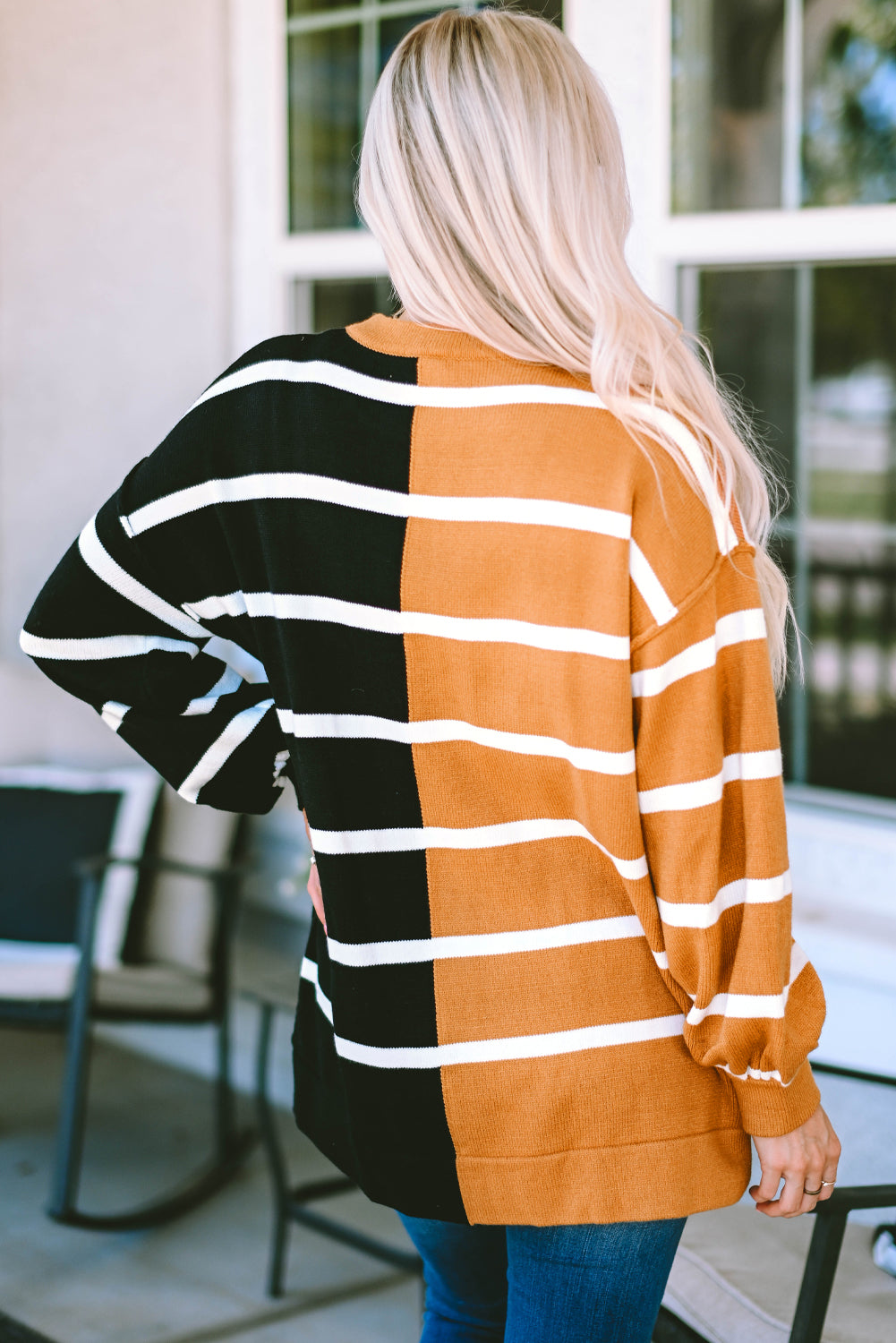 Oversized Contrast Printed Dropped Shoulder Top