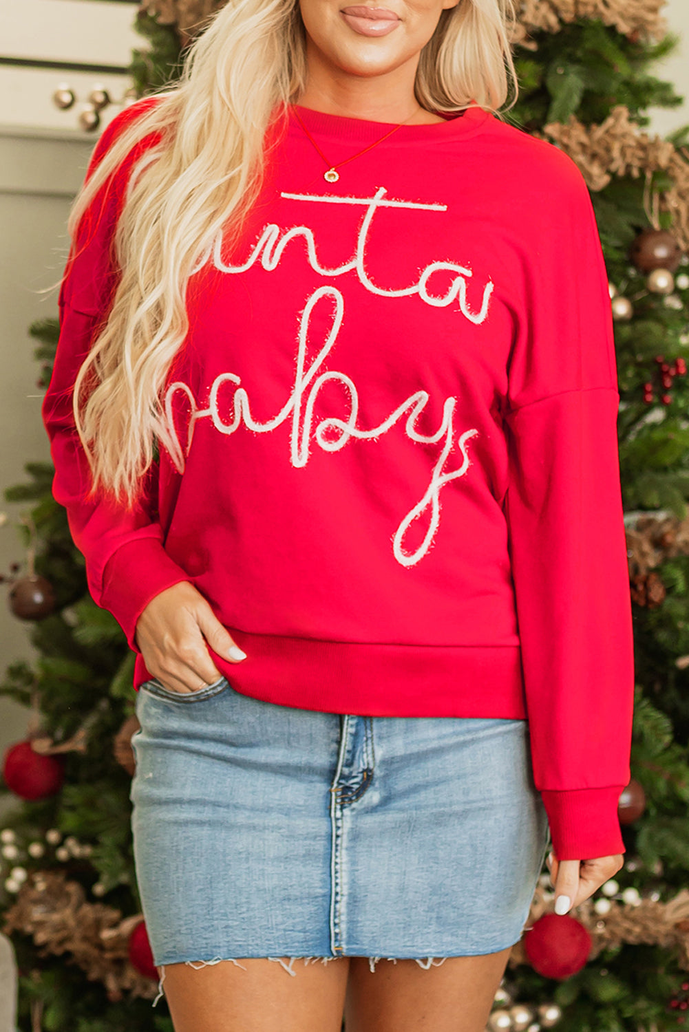 Christmas Santa Baby Tinsel Graphic Sweatshirt