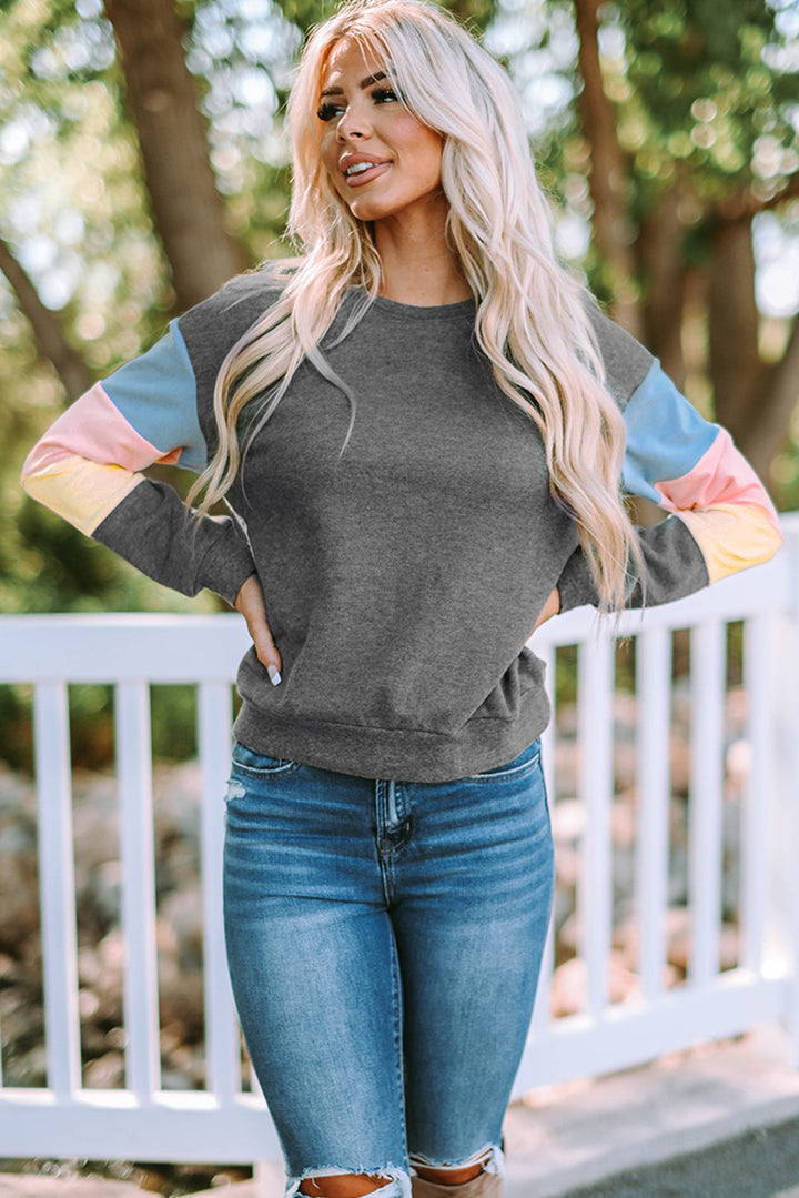 Colorblock Long Sleeve Pullover Sweatshirt