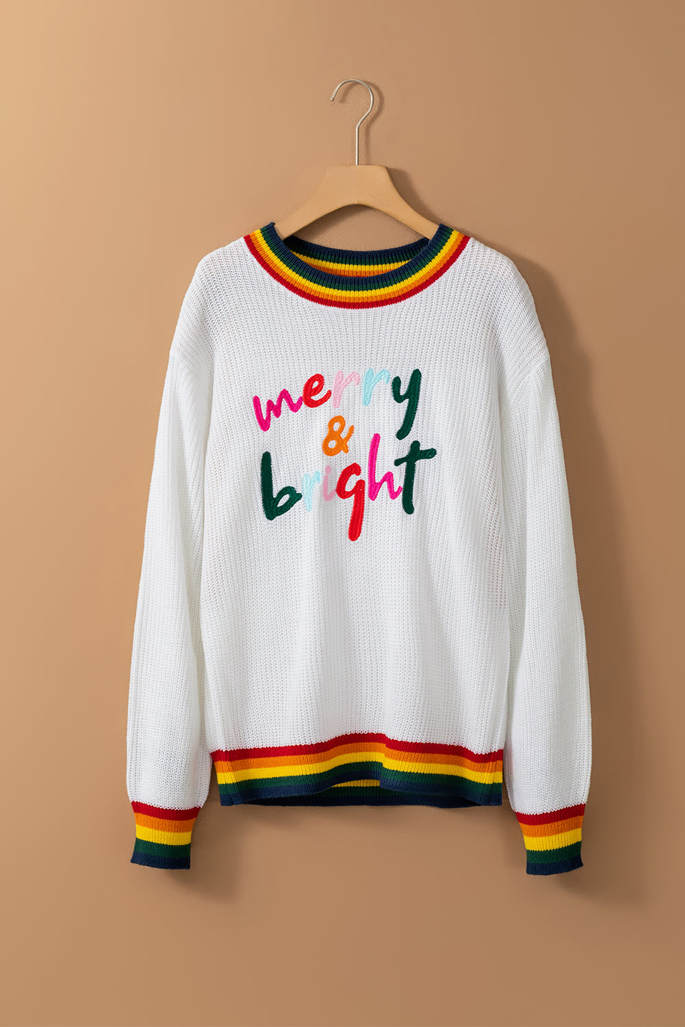 Merry & Bright Colorful Stripes Trim Sweater