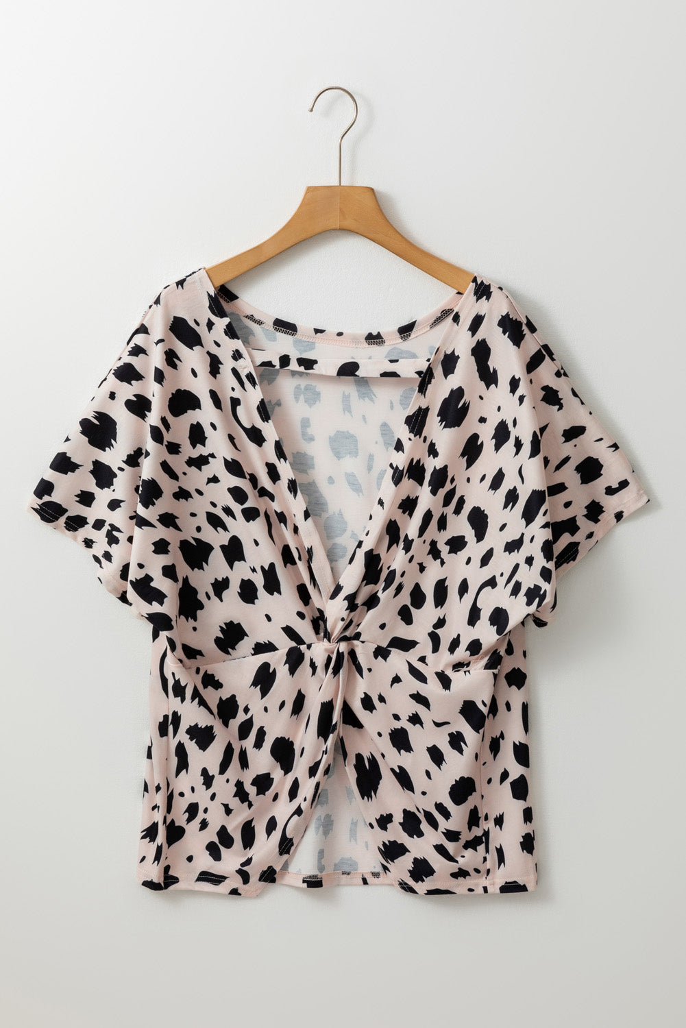 Leopard Print Twist Open Back Plus Size Top