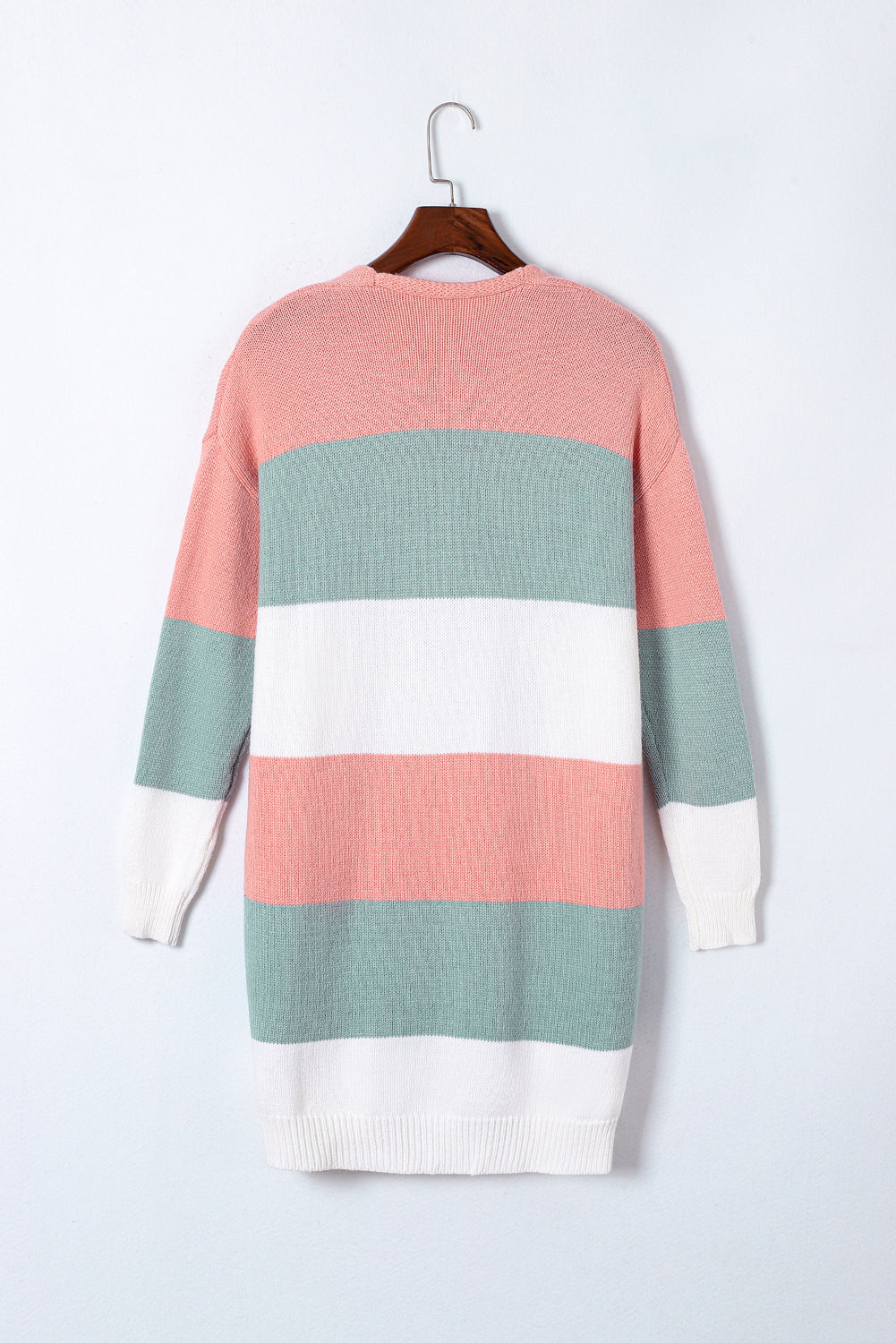 Colorblock Stripe Open-Front Cardigan