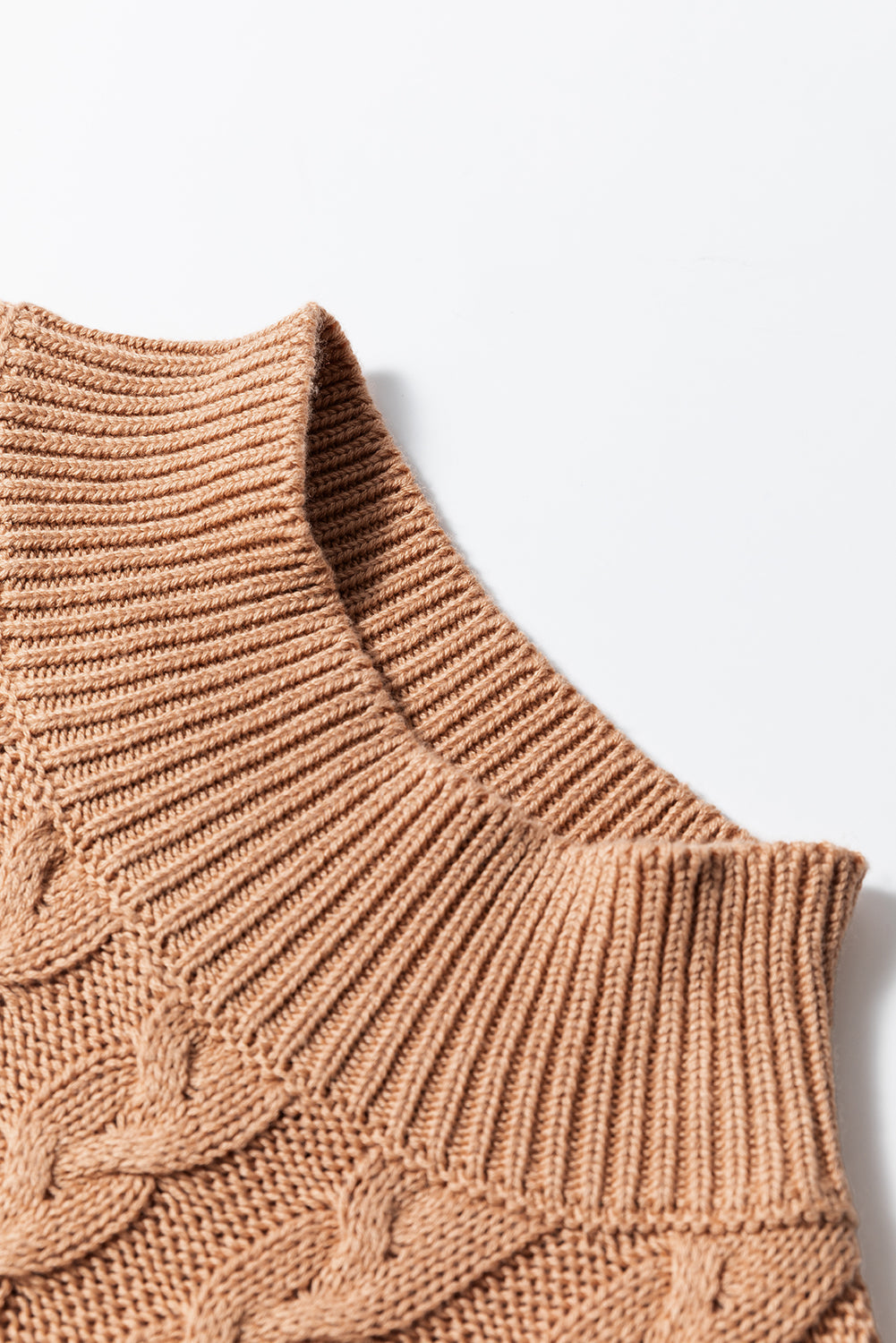 Solid Color Cable Knit High Neck Tank Top