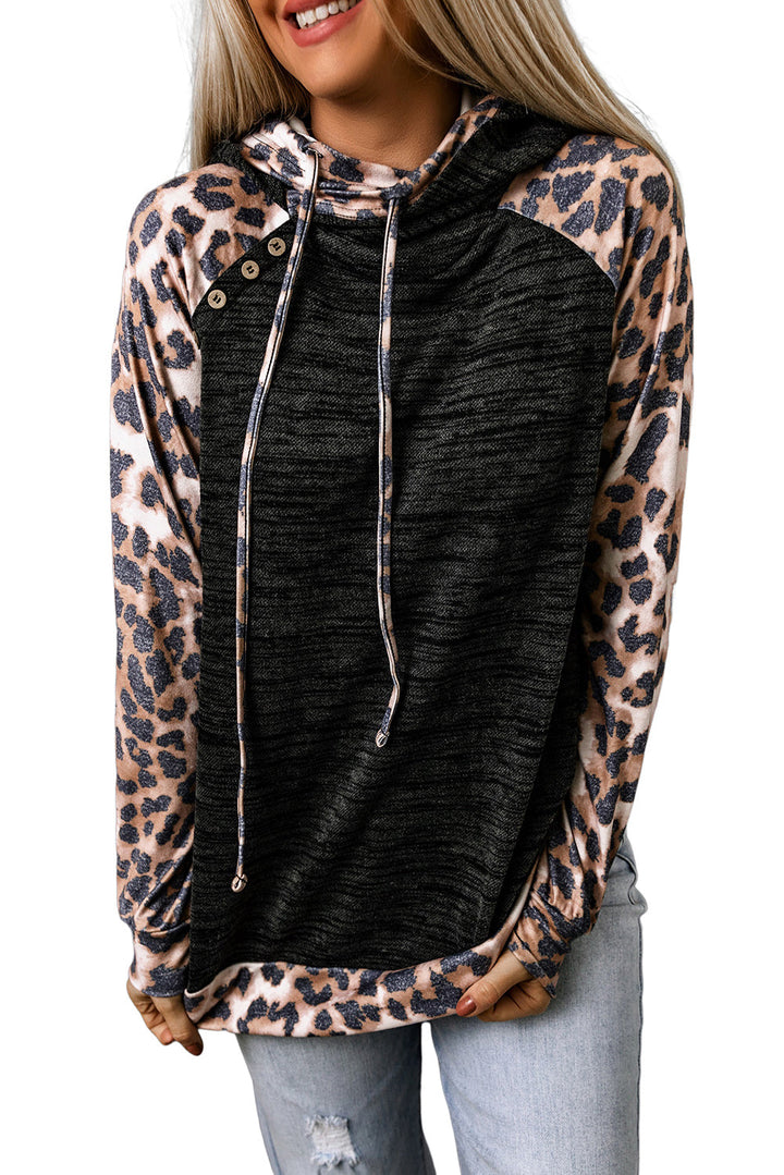 Brushed Leopard Contrast Hoodie