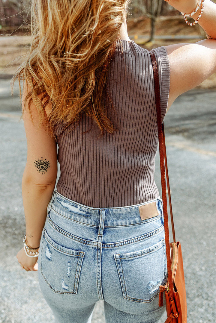 Ribbed Crew Neck Sweater Vest