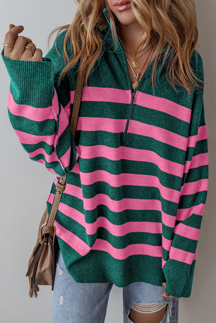 Collared Quarter Zipper Oversized Sweater