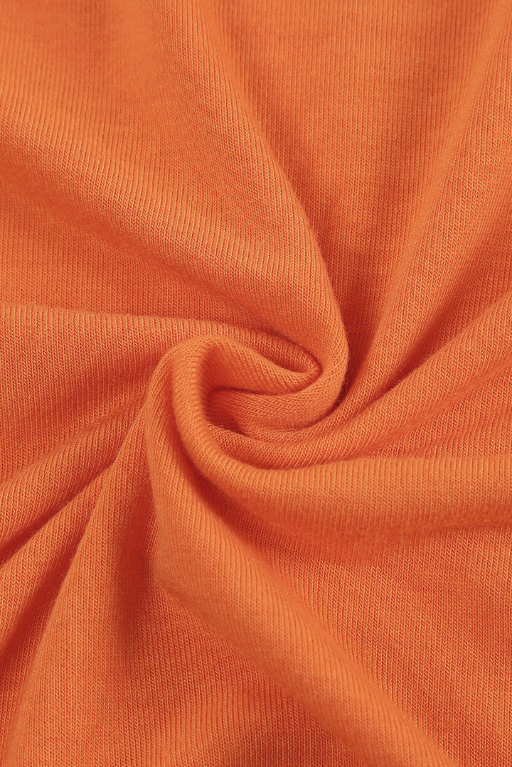 Orange Solid Color Crew Neck Tee