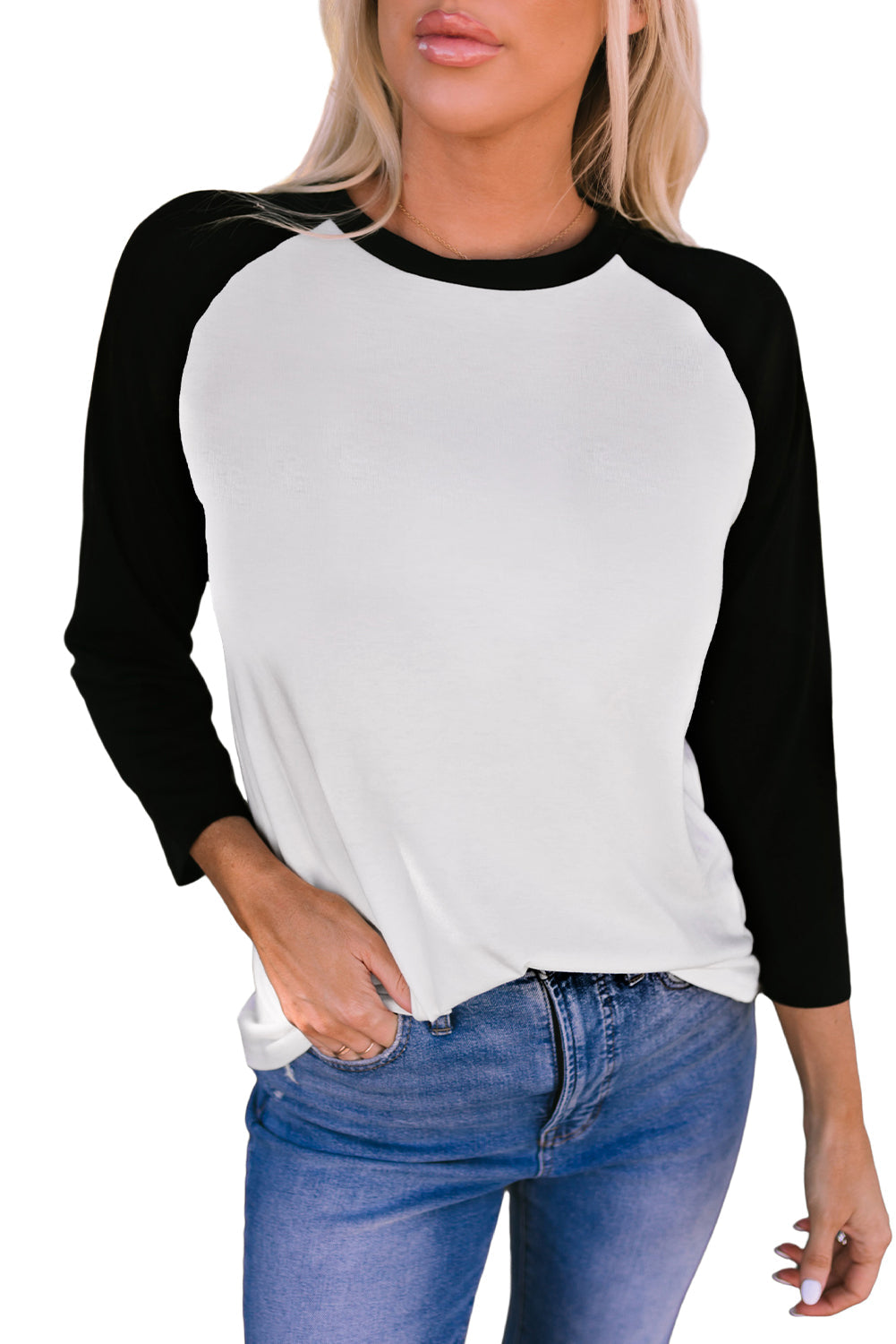 Color Block Raglan Sleeve Pullover Top