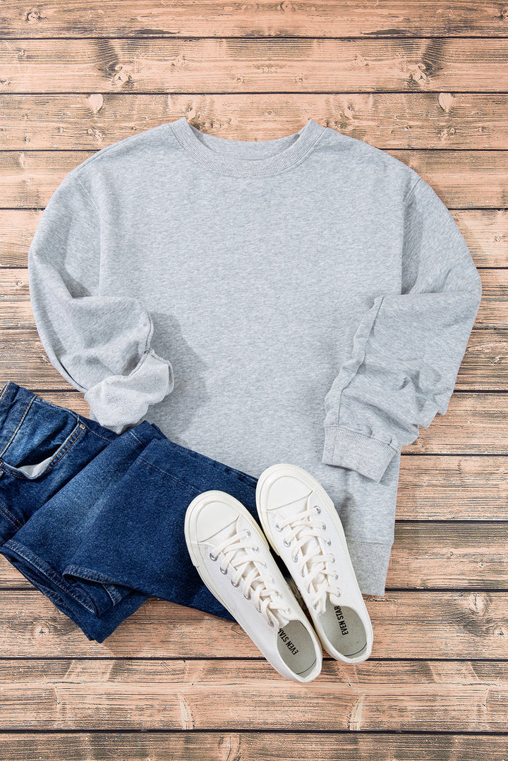 Plain Drop Shoulder Crewneck Pullover Sweatshirt