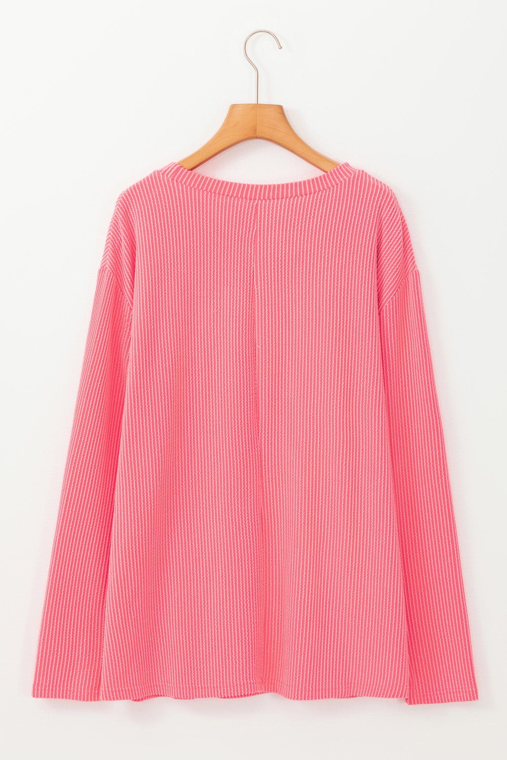 Plus Size Ribbed Textured Long Sleeve T Shirt