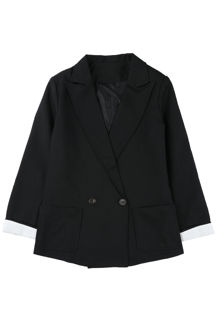 Buttoned Lapel Collar Blazer with Pocket