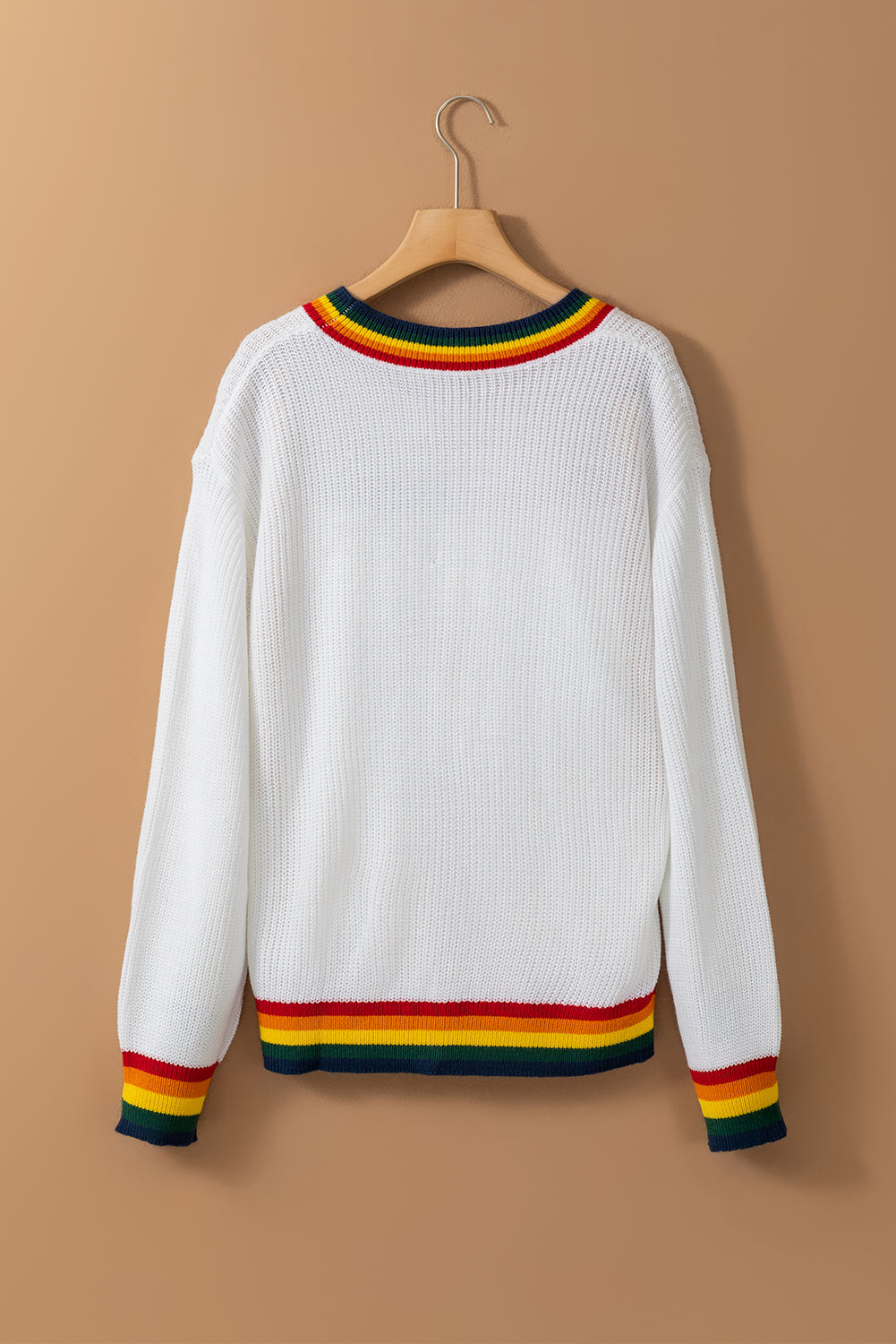 Merry & Bright Colorful Stripes Trim Sweater