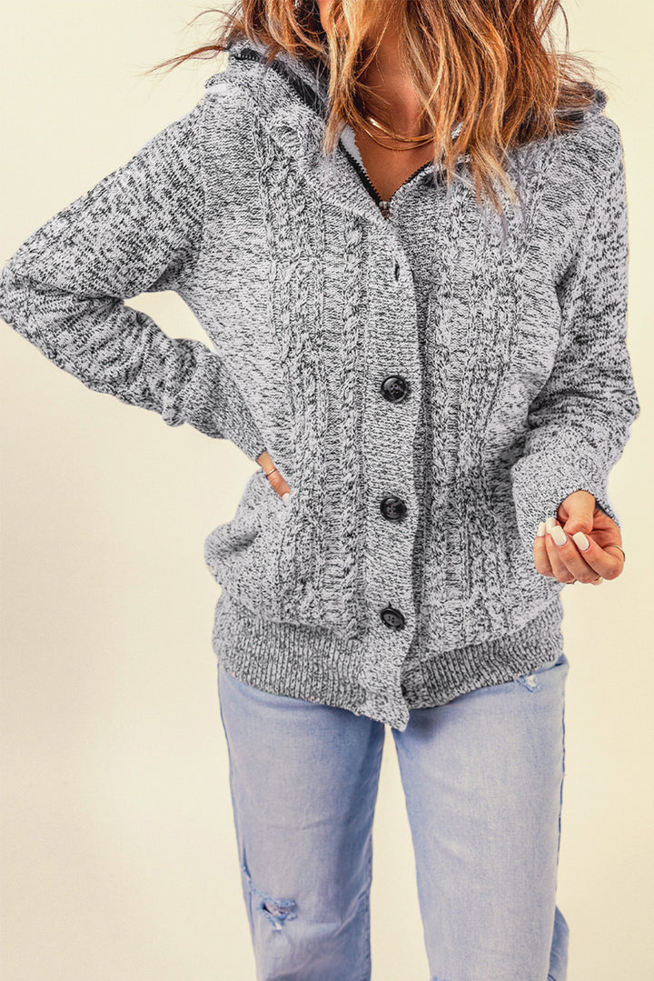 Long Sleeve Button-up Hooded Cardigans