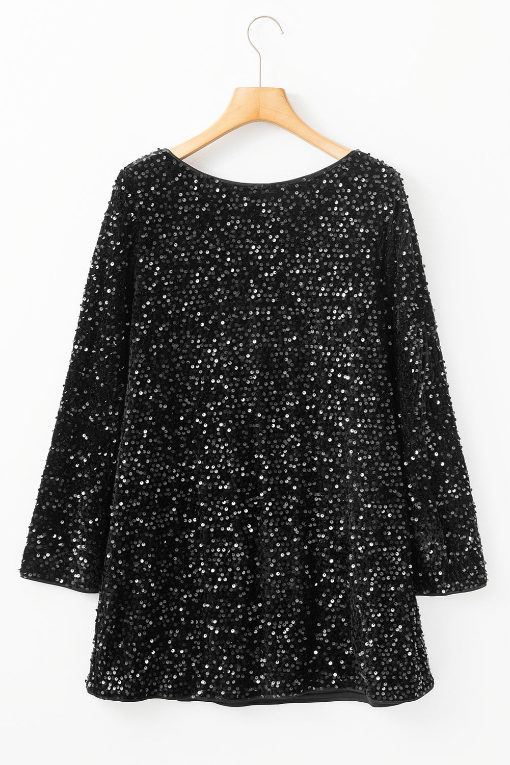 Sequin Long Sleeve Knot Cutout Back Mini Dress