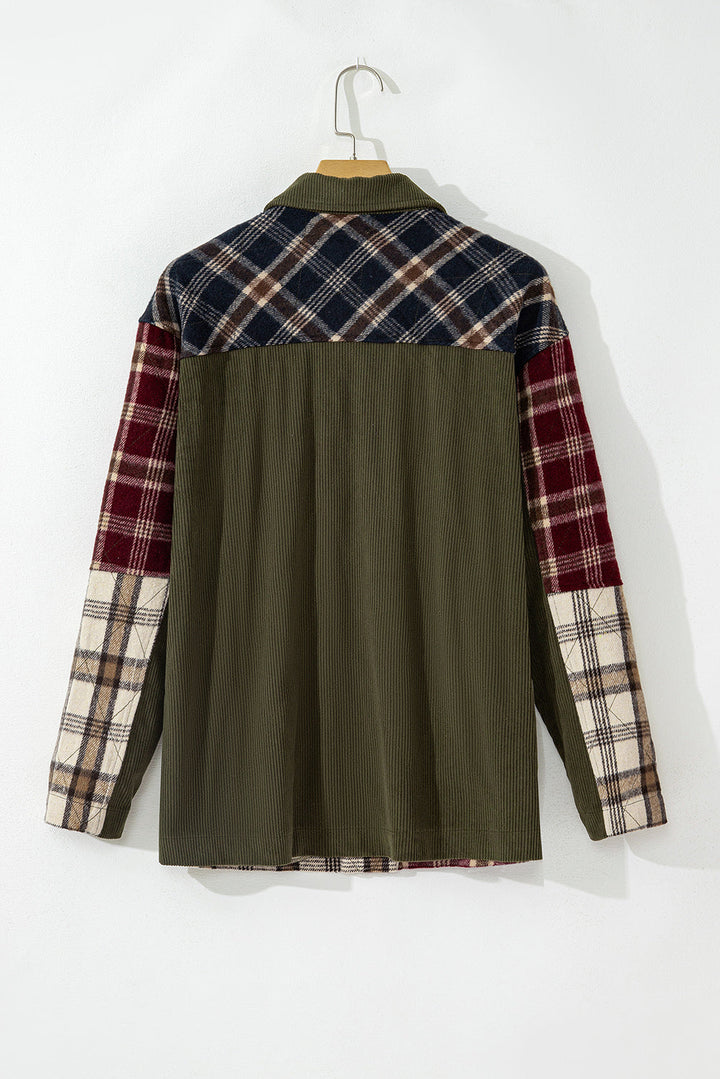 Mixed Plaid Patchwork Retro Shacket