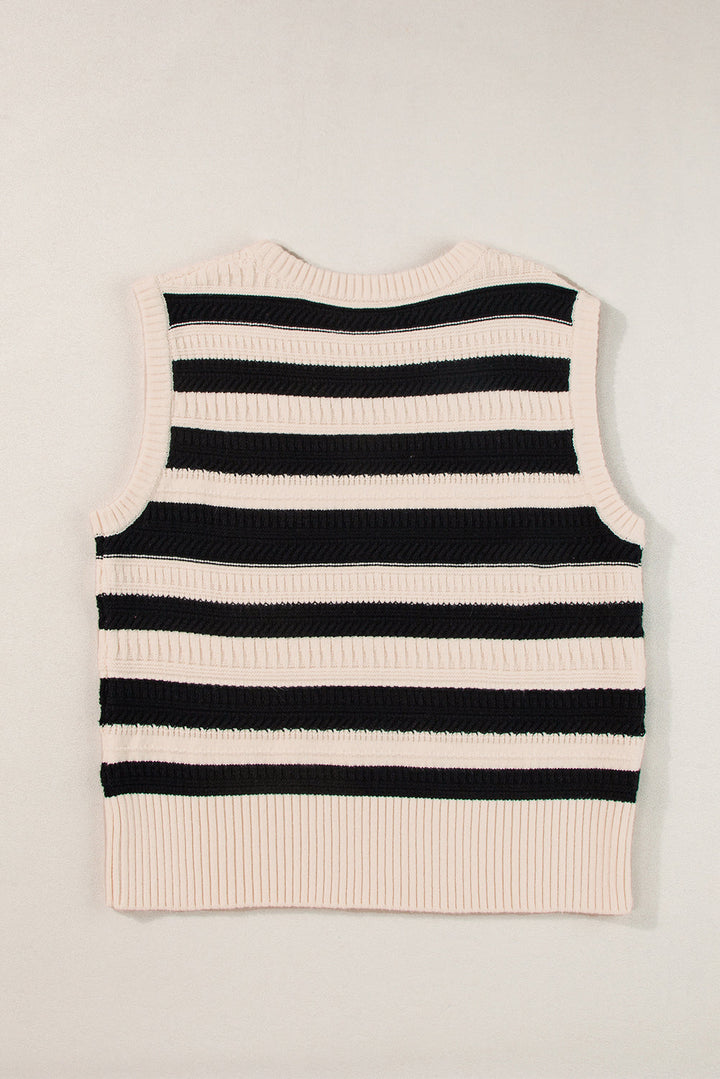 Ribbed Trim Knitted Sweater Vest