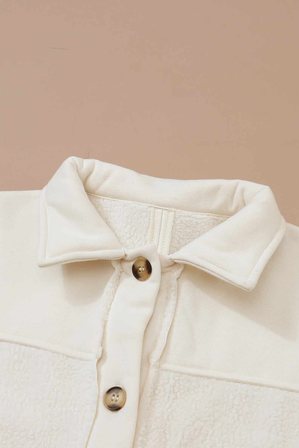 Button-Up Stitching Pocket Raw Hem Shacket