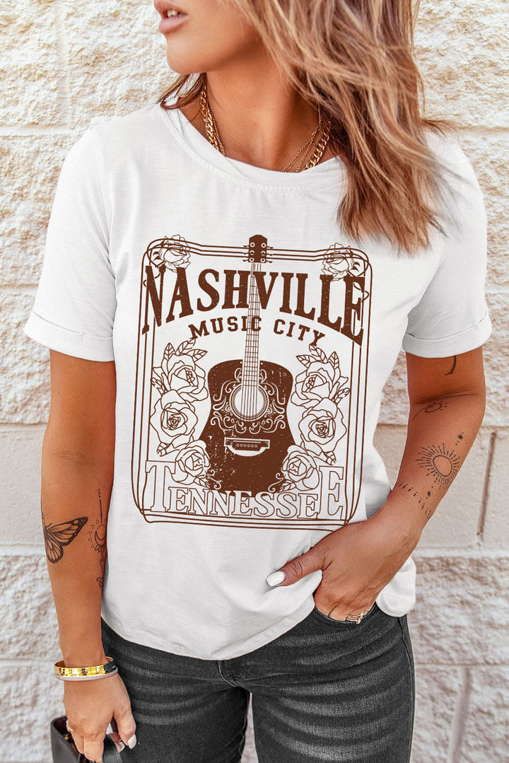 NASHVILLE MUSIC CITY Graphic Crew Neck Tee