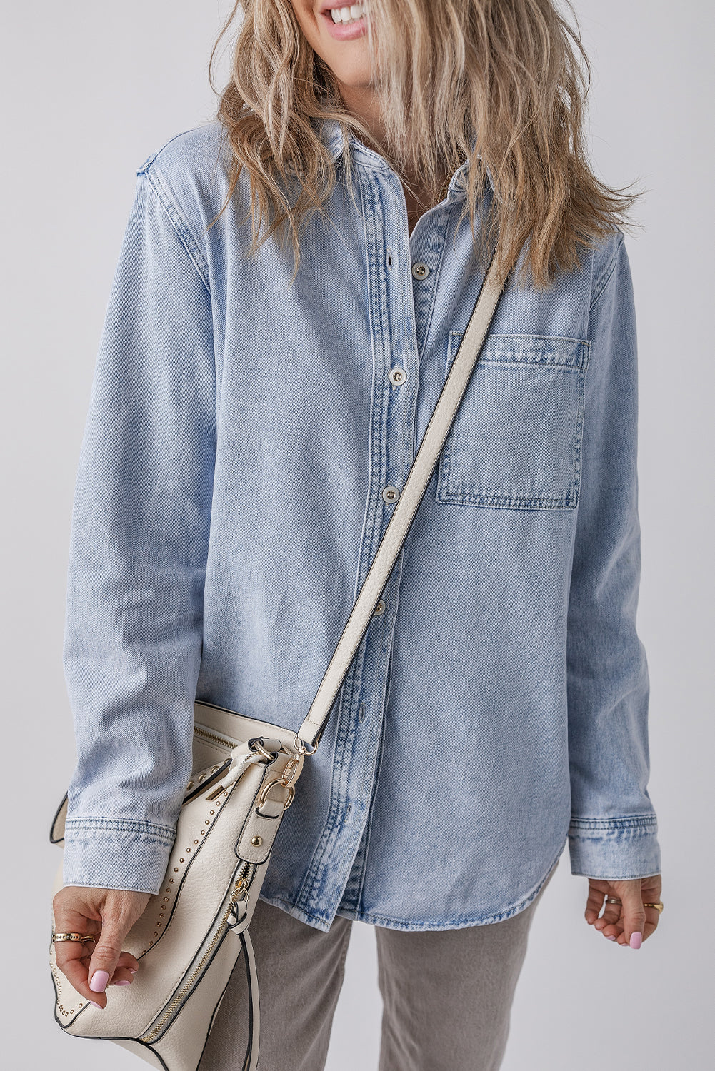 Buttoned Chest Pocket Denim Shacket