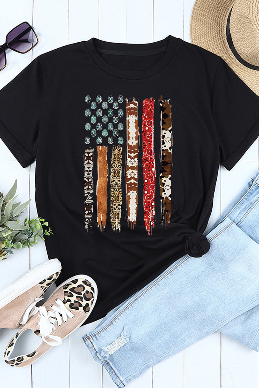 Western American Flag Graphic Tee