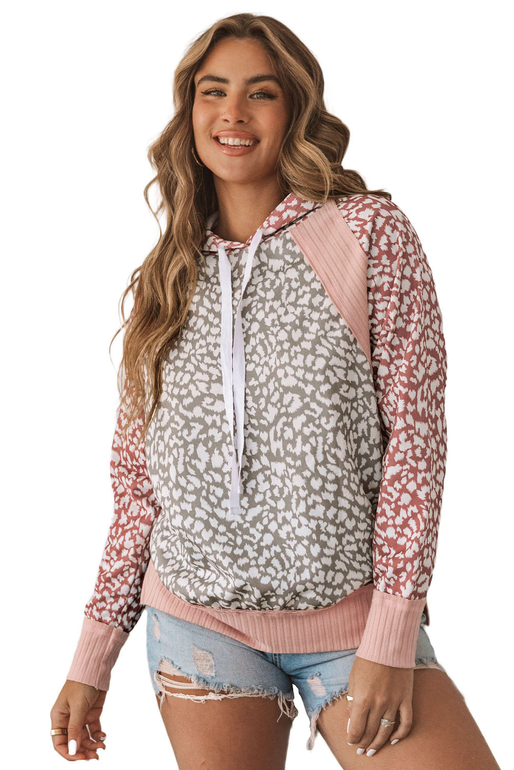 Leopard Long Sleeve Hooded Sweatshirt