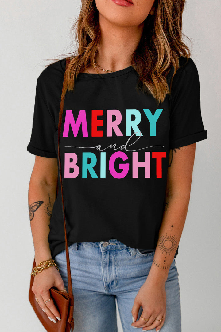 MERRY and BRIGHT Crew Neck Graphic Tee