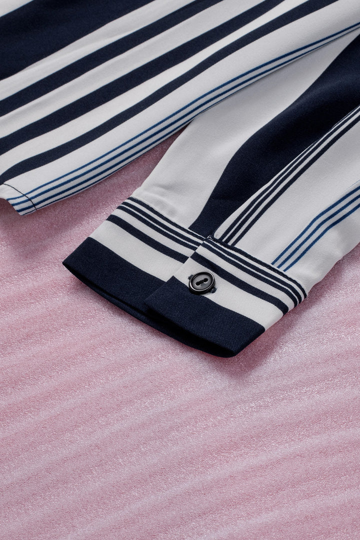 Navy Striped Modern Women Shirt