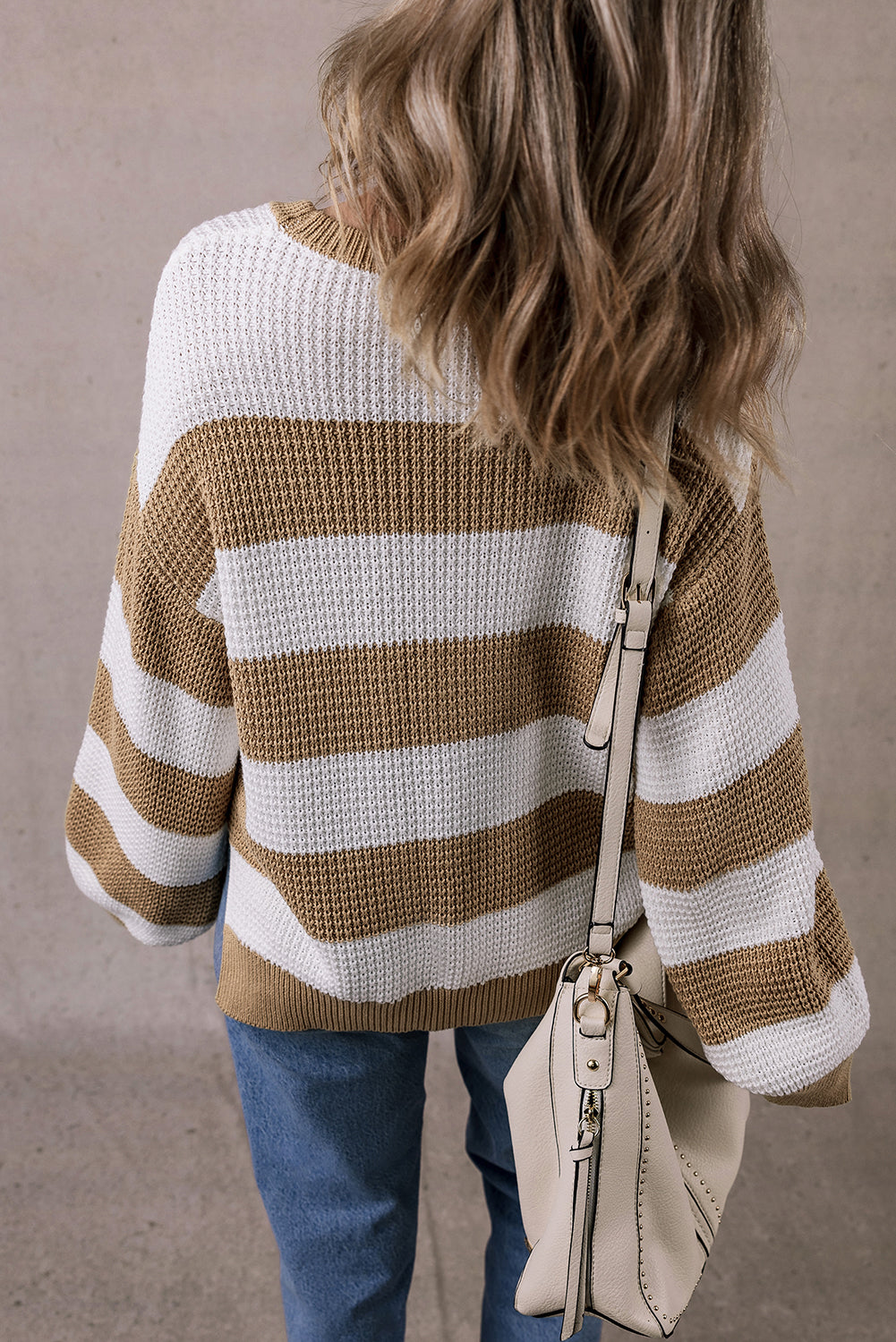 Colorblock Striped Drop Shoulder Side Slit Sweater