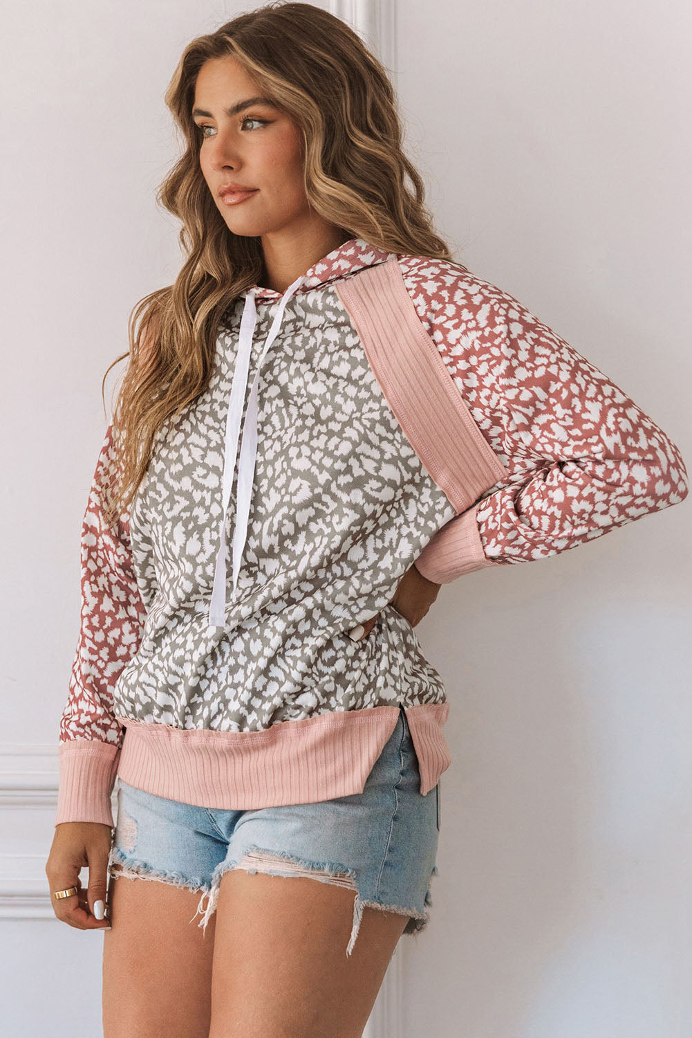 Leopard Long Sleeve Hooded Sweatshirt