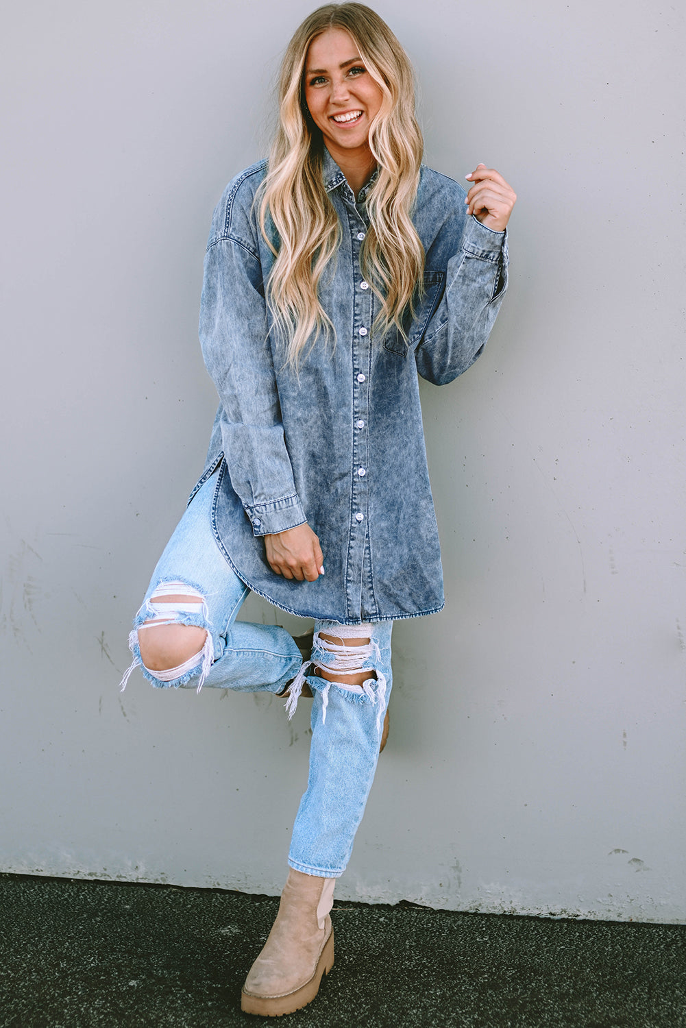 Vintage Washed Chest Pocket Denim Shirt