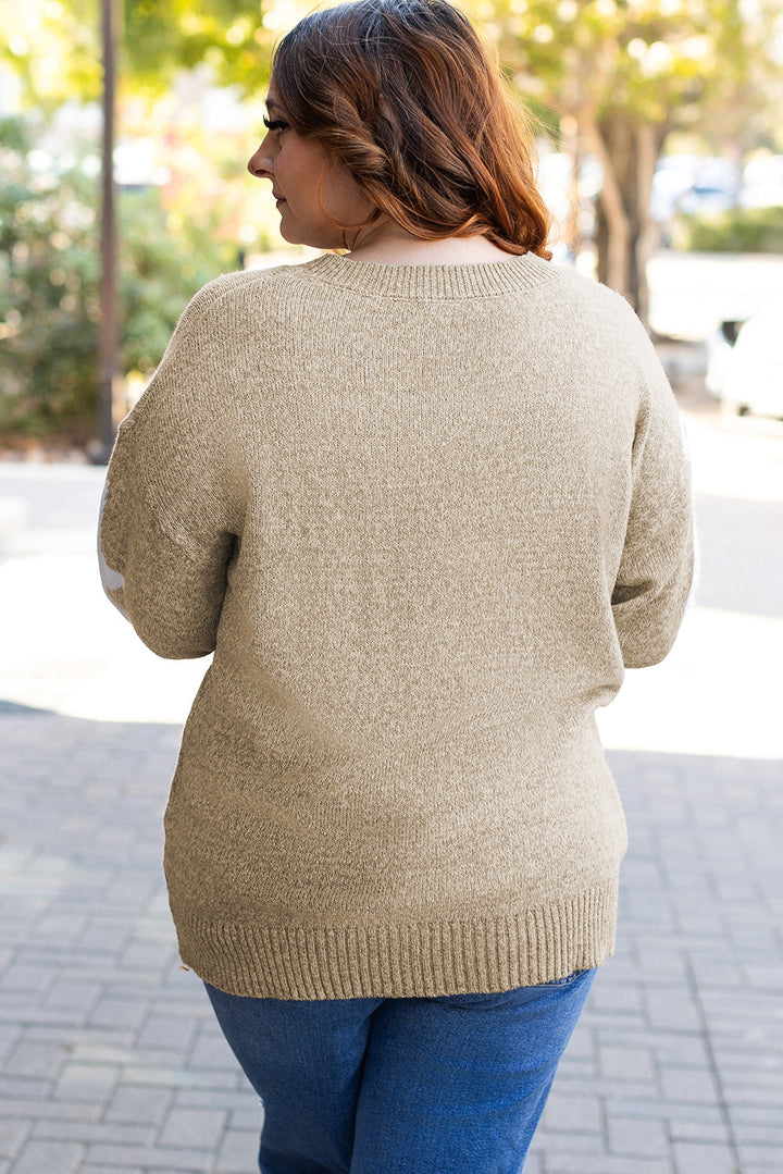 Star Pattern Drop Shoulder Plus Size Sweater