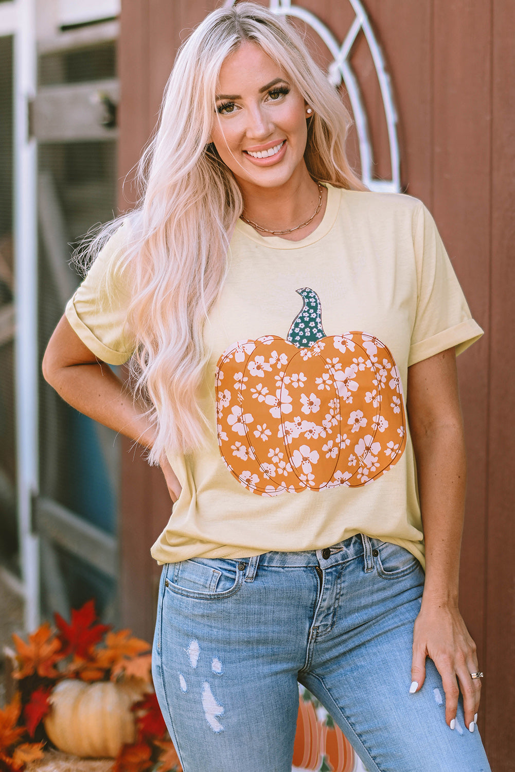 Sweet Floral Pumpkin Graphic Tee