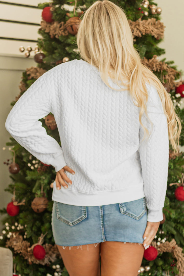 Merry And Bright Cable Knit Pullover Sweatshirt