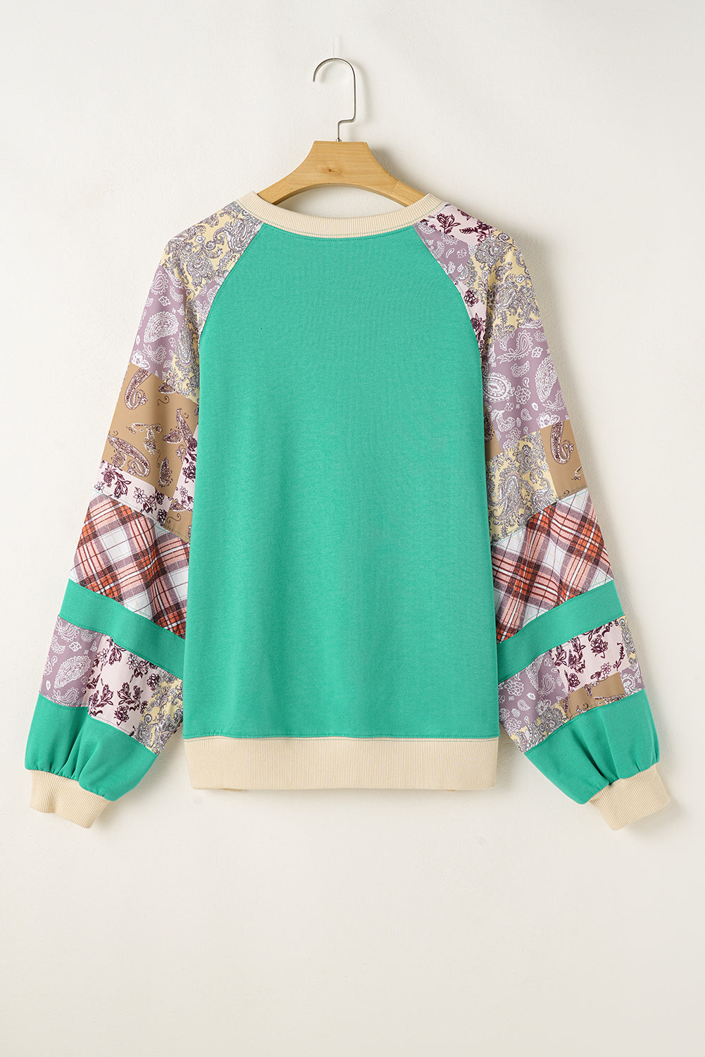 Plus Size Plaid Raglan Sweatshirt