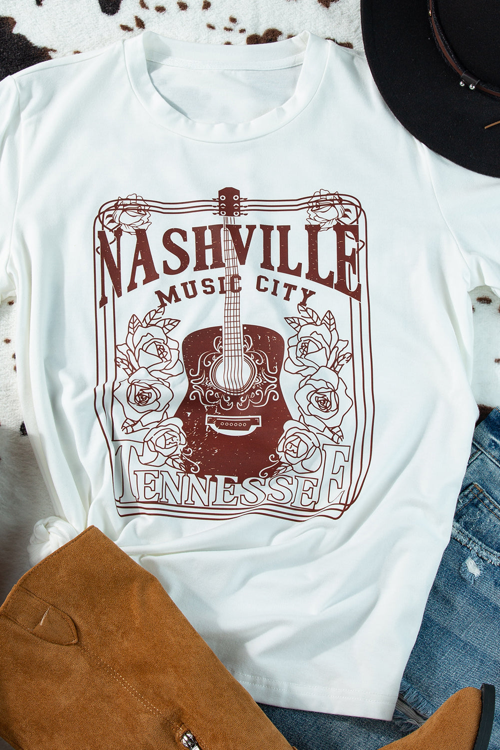 NASHVILLE MUSIC CITY Graphic Crew Neck Tee