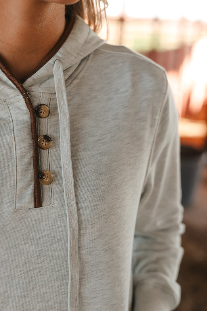 Drawstring Kangaroo Pocket Henley Hoodie