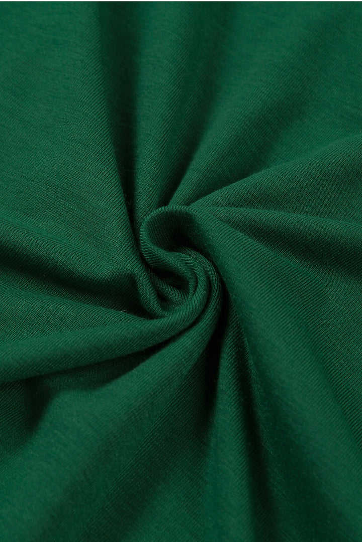 Green Solid Color Crew Neck Tee