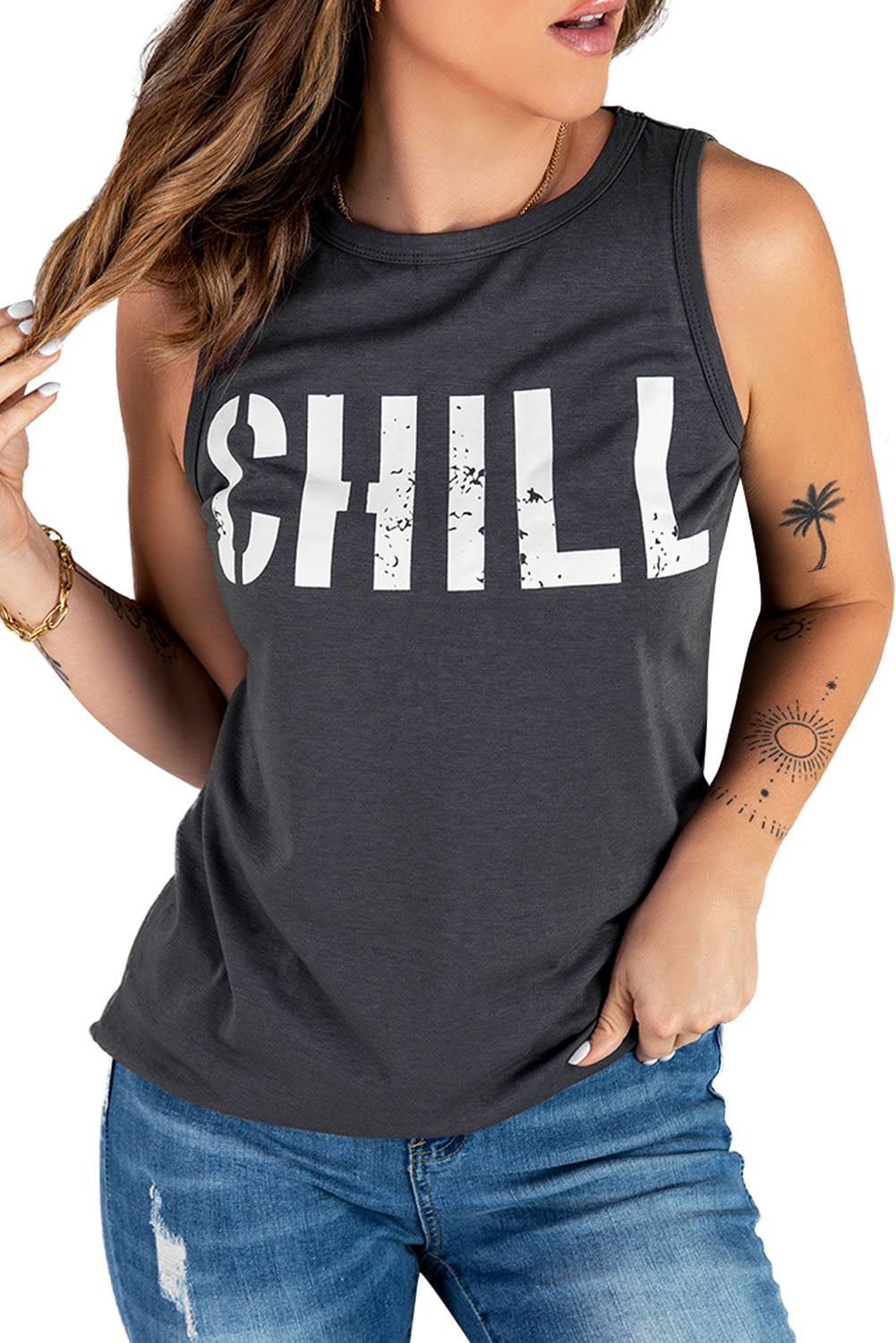 CHILL Graphic Print Tank Top