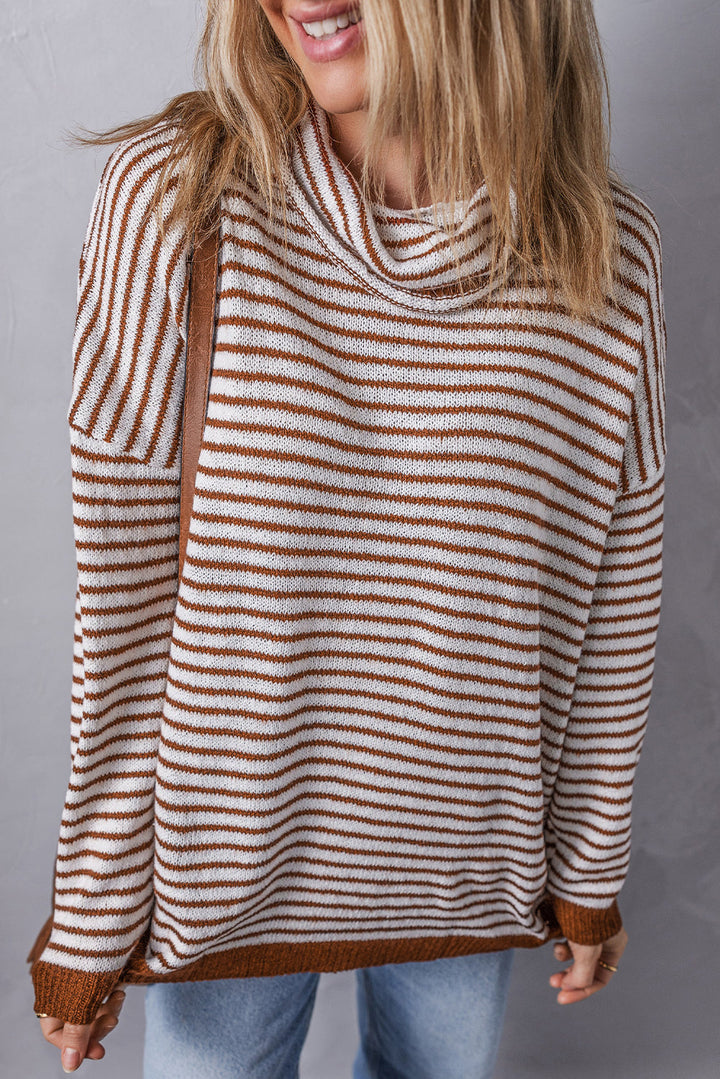 Striped Turtleneck Loose Sweater