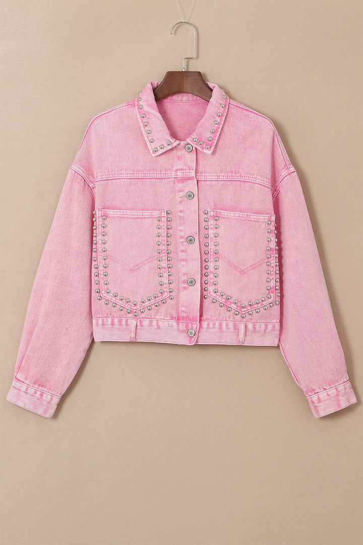 Rivet Studded Pocketed Denim Jacket