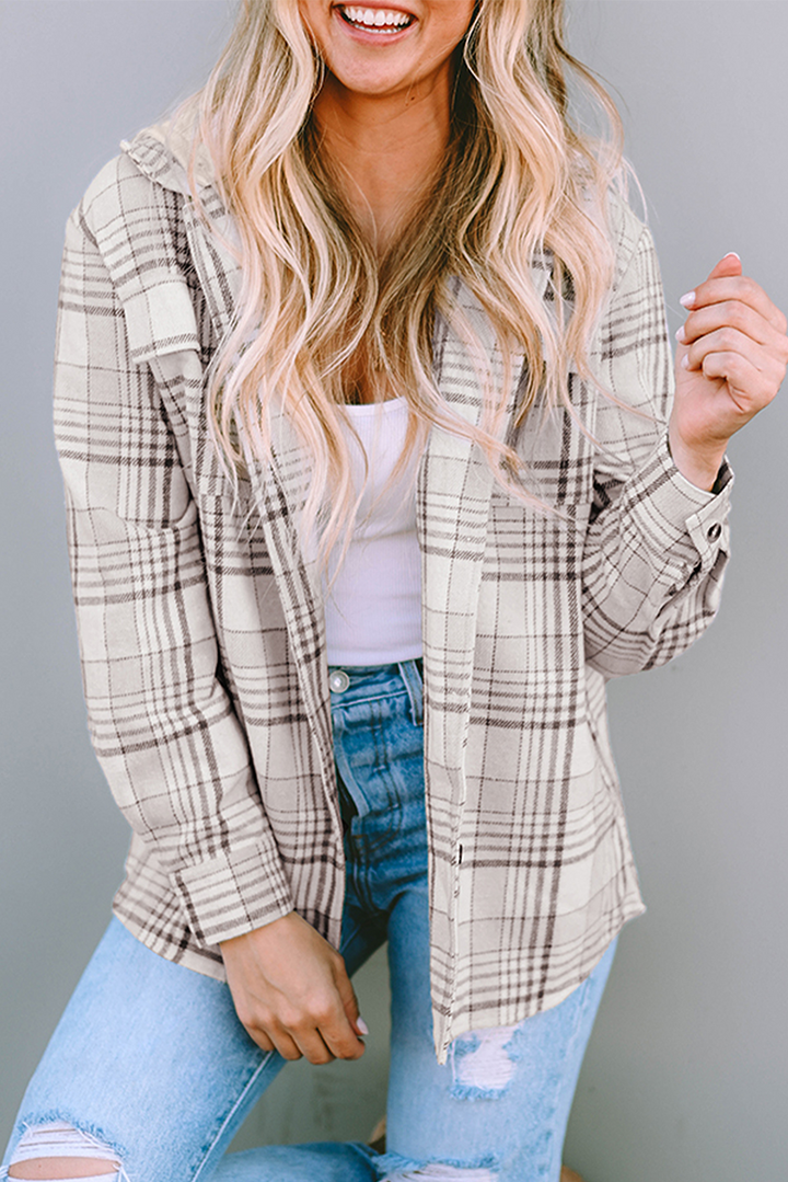 Plaid Removable Hood Buttoned Shacket