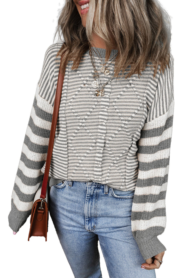 Geometric Textured Drop Shoulder Sweater