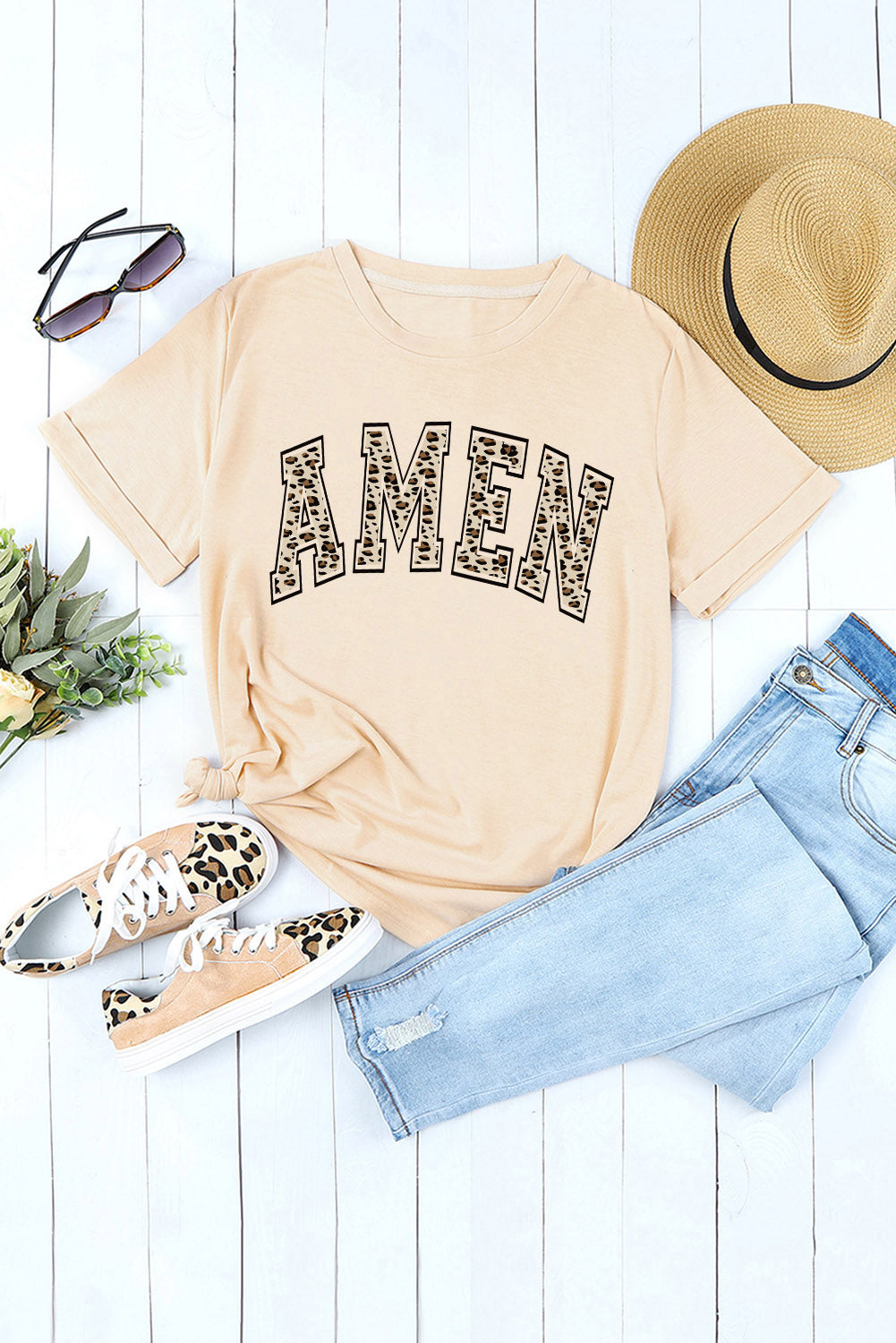 Leopard AMEN Graphic T Shirt